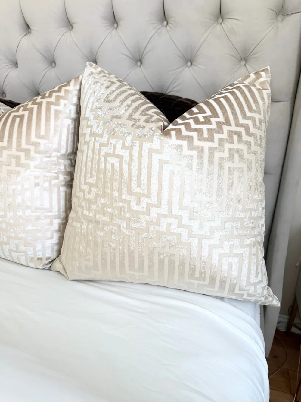 Z Gallerie Porter Pillow 24” Soft Gold Velvet Art Deco Pillow Cover